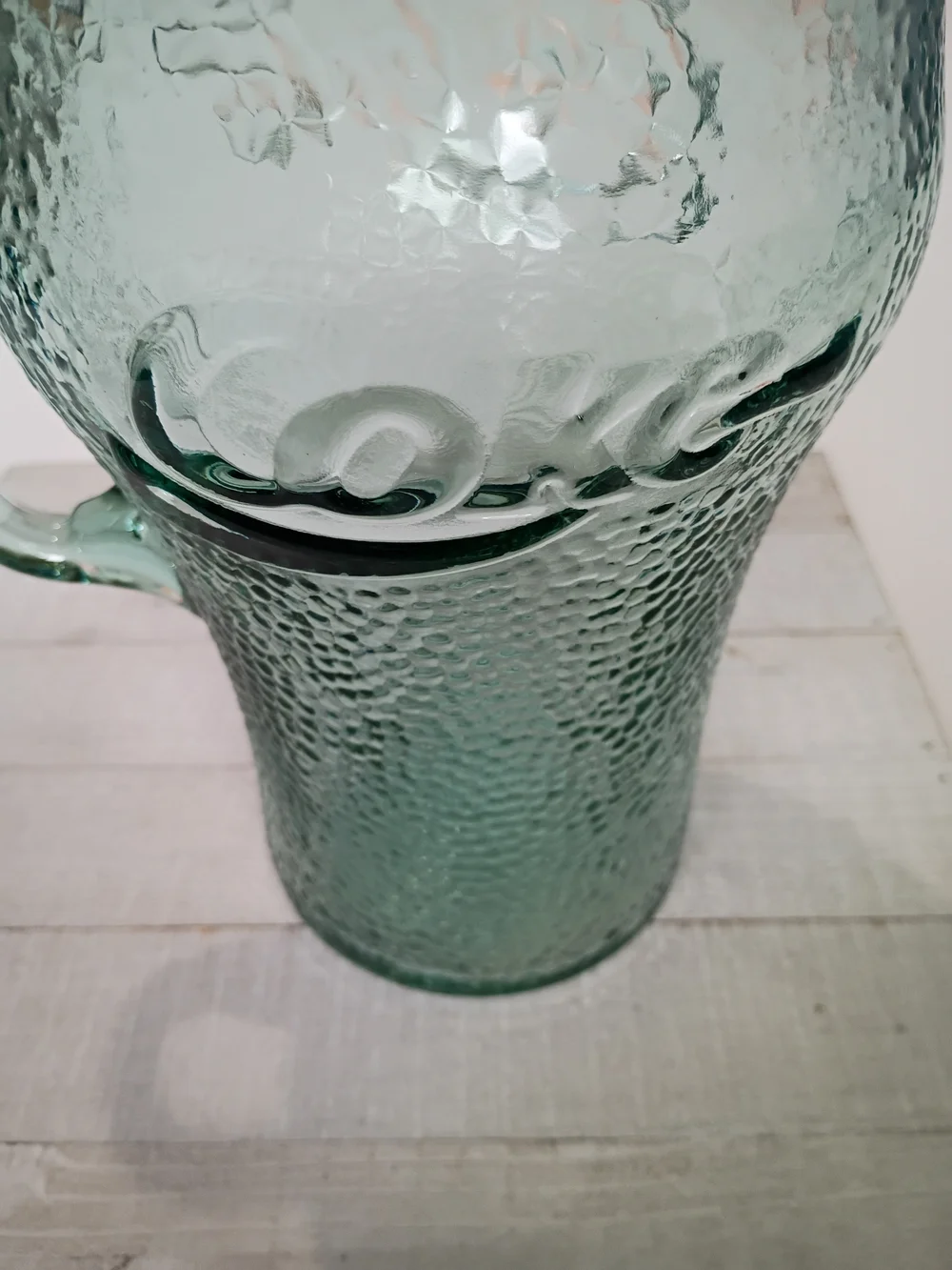 vintage green pebbled glass Coca-Cola pitcher 64 Ounces